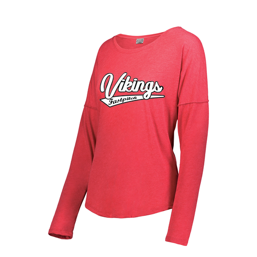 [FTLCUBRD-FAS-LOGO1] Decker Women's Tri-Blend T-Shirt - Long Sleeve (Female Adult S, Red, Logo 1)