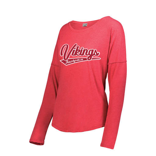 [FTLCUBRD-FAS-LOGO2] Decker Women's Tri-Blend T-Shirt - Long Sleeve (Female Adult S, Red, Logo 2)